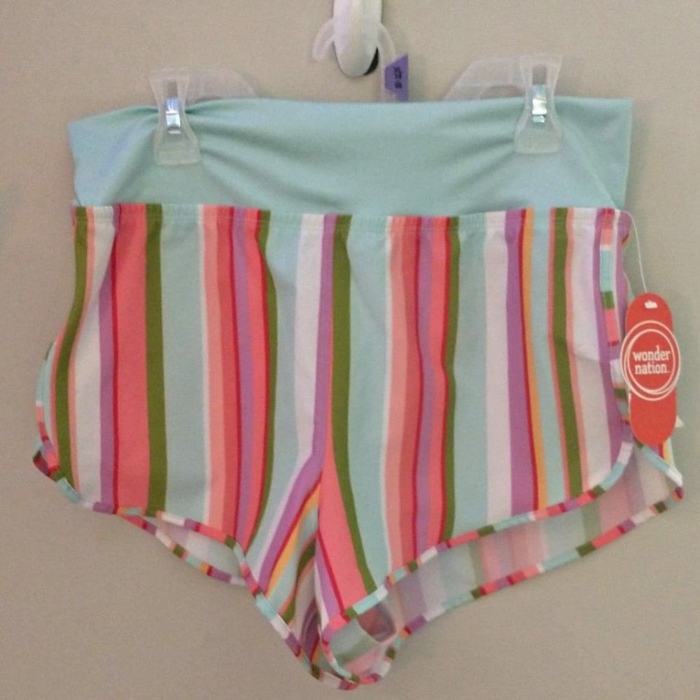 Wonder Nation XL 14-16 girl multicolor stripe boardshorts K-156